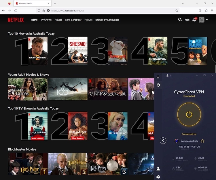CyberGhost Netflix Australia
