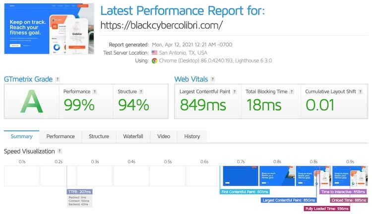 Hostinger page loading speed