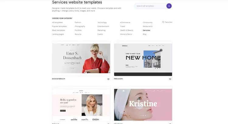 Hostinger website builder service section templates