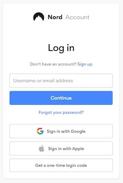 Log in NordVPN