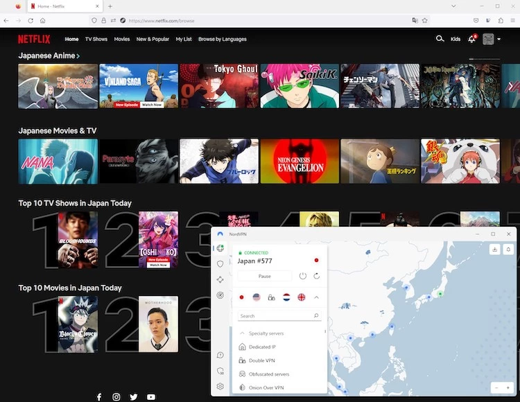 NordVPN Netflix Japan
