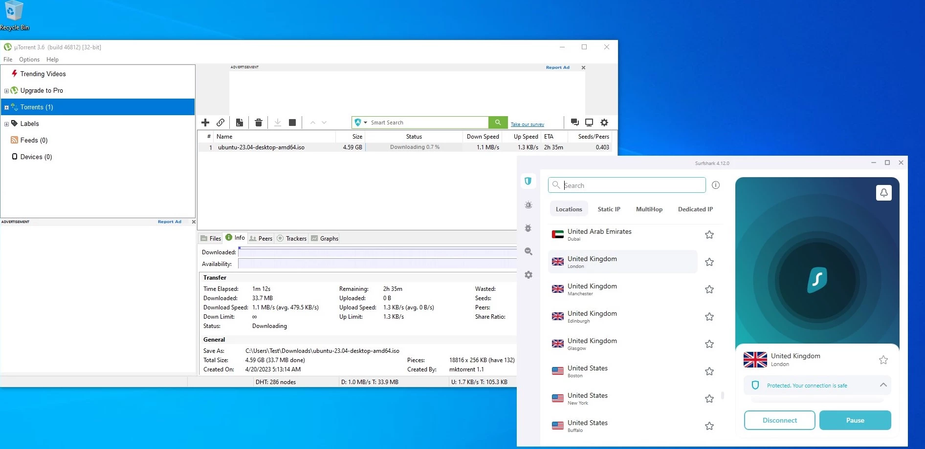 surfshark with torrenting