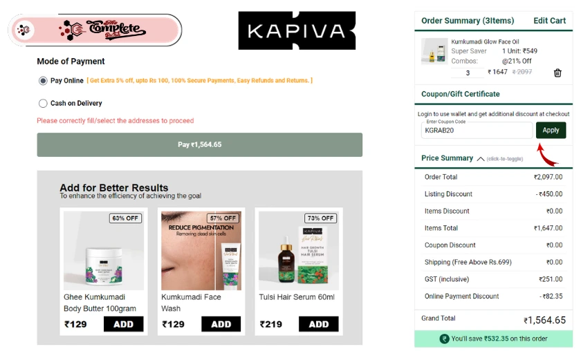 How to use Kapiva India coupons online - The Complete Portal