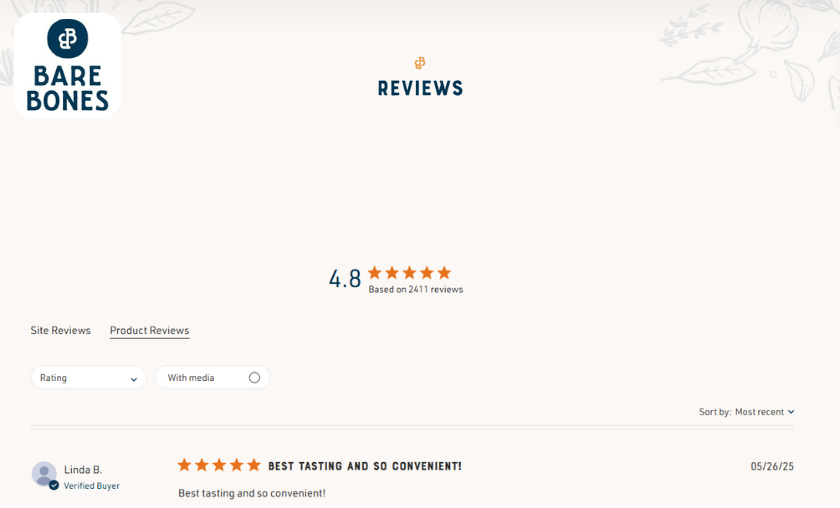 Bare Bone Broth for Gut Health and Tastes Customer Reviews!