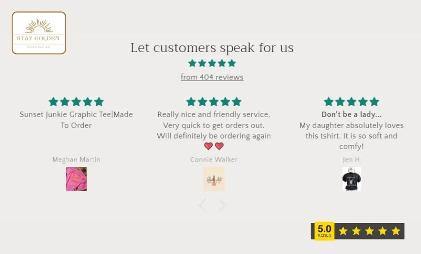 Stay Golden Sunless Boutique Customer Reviews!